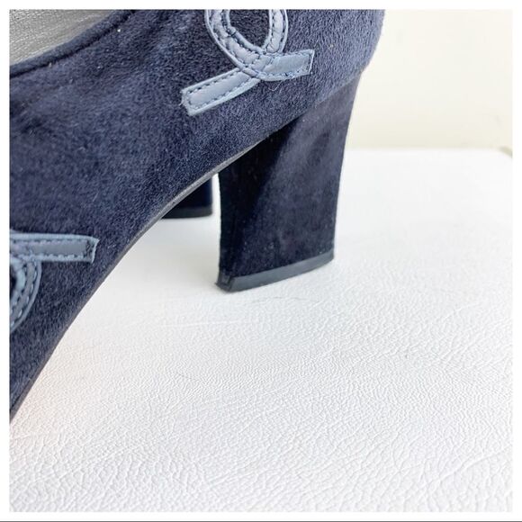 D’Rosana Vintage Deep Navy Leather Accent Suede Heels‎ Sz 8 - Picture 11 of 14